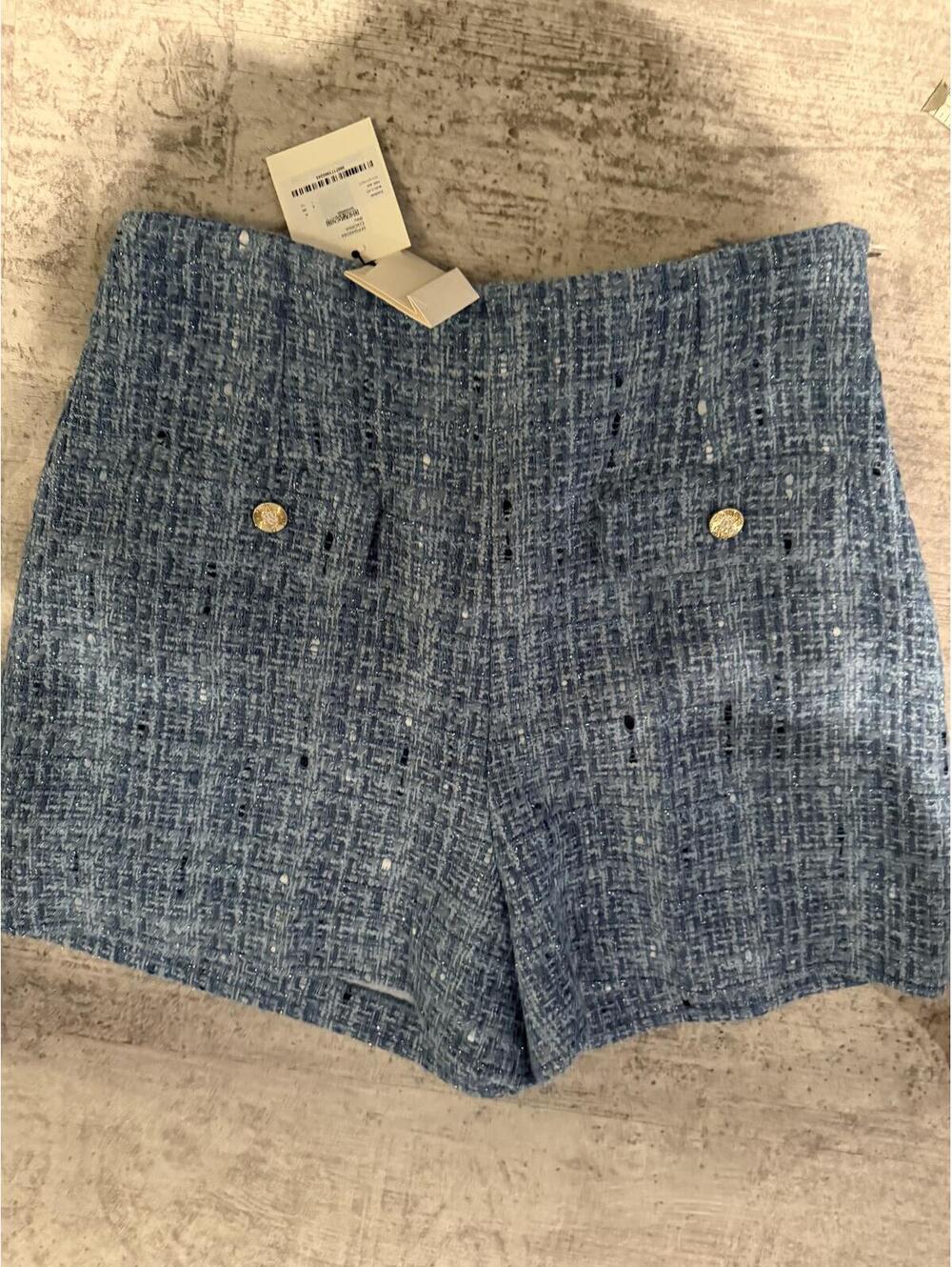 NWT Sandro Orna Blue Tweed Shorts gold hardware US 10 matching blazer avail - Picture 3 of 8